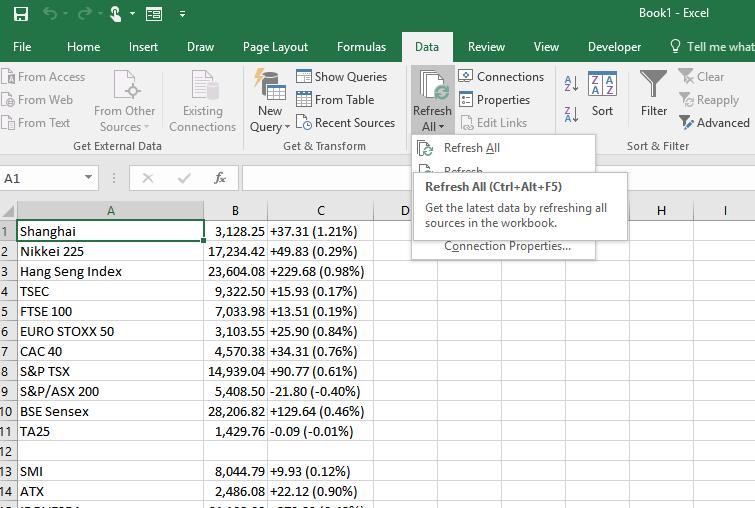 Hướng dẫn cách lấy dữ liệu Excel về tài chính từ Google Finance