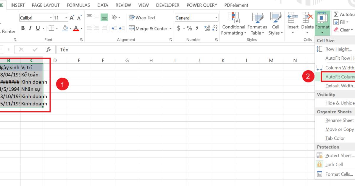 Hướng dẫn sử dụng AutoFit trong Excel điều chỉnh độ rộng của cột