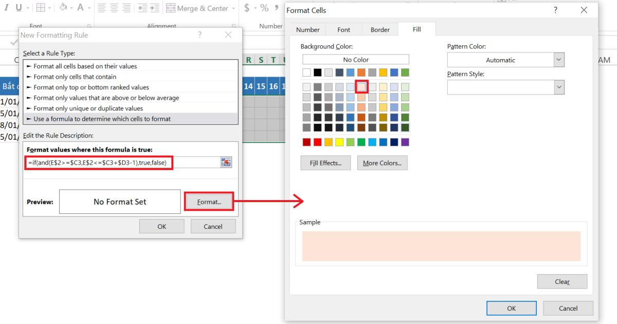 Hướng dẫn tạo biểu đồ Gantt trong Excel bằng Conditional Formatting