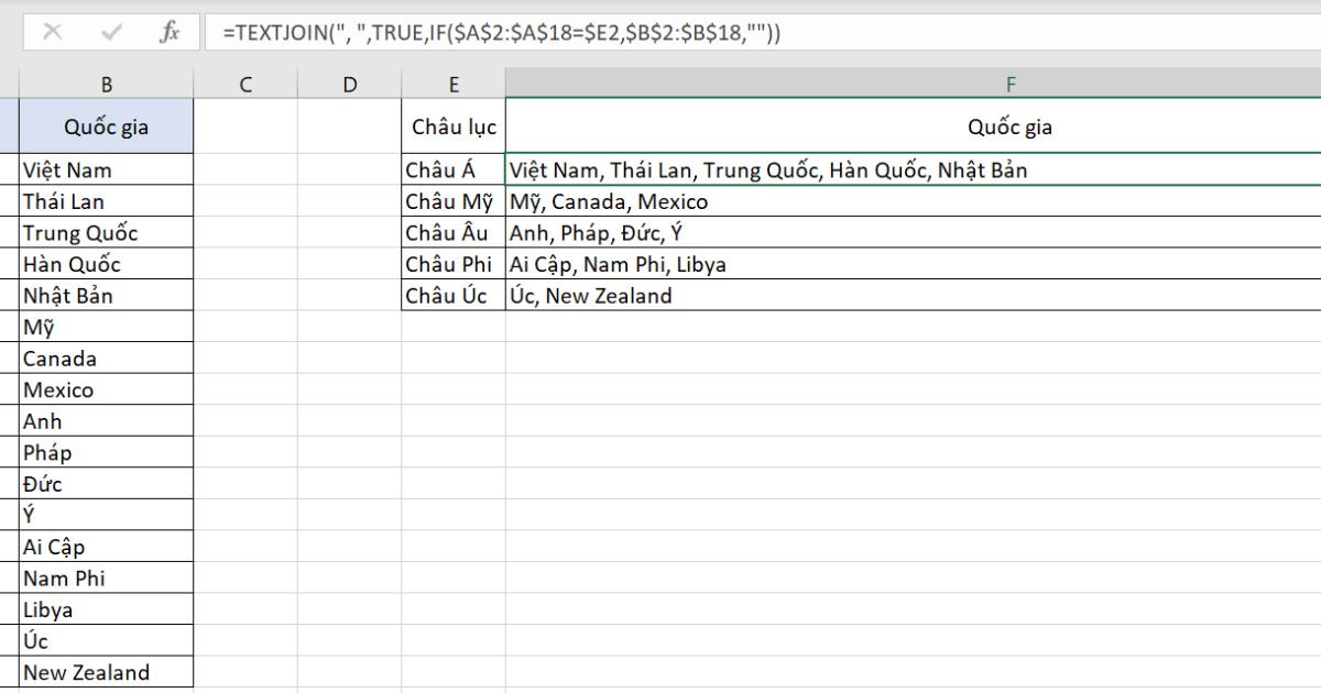 Hướng dẫn dùng hàm TEXTJOIN để ghép chuỗi văn bản trong Excel
