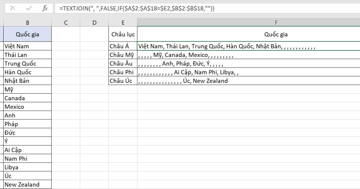 Hướng dẫn dùng hàm TEXTJOIN để ghép chuỗi văn bản trong Excel