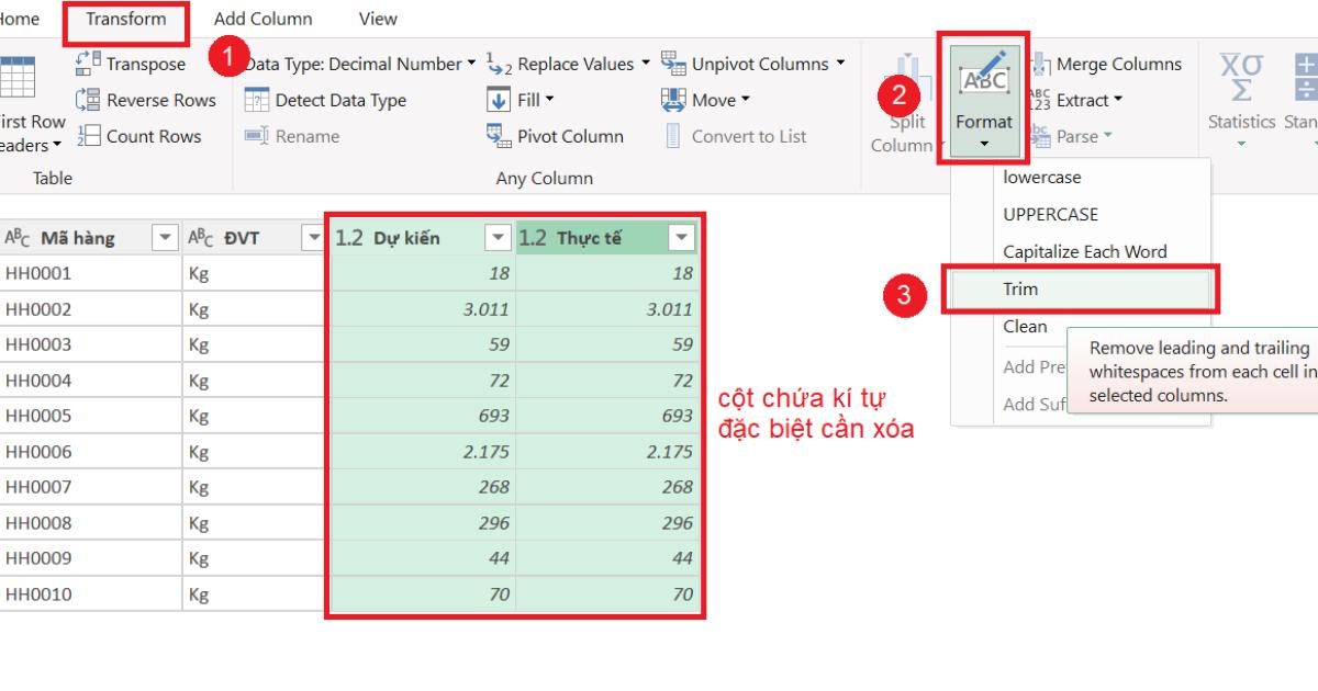 Sử dụng Power Query để xóa ký tự đặc biệt trong Excel 2