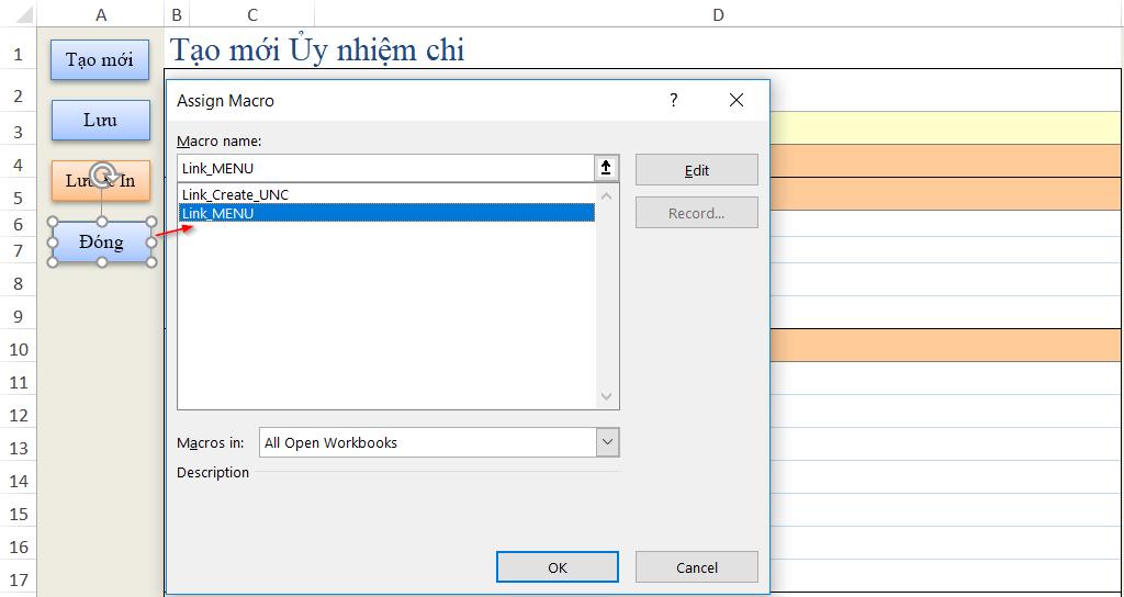 Hướng dẫn sử dụng VBA để tạo menu Excel liên kết nhiều chức năng