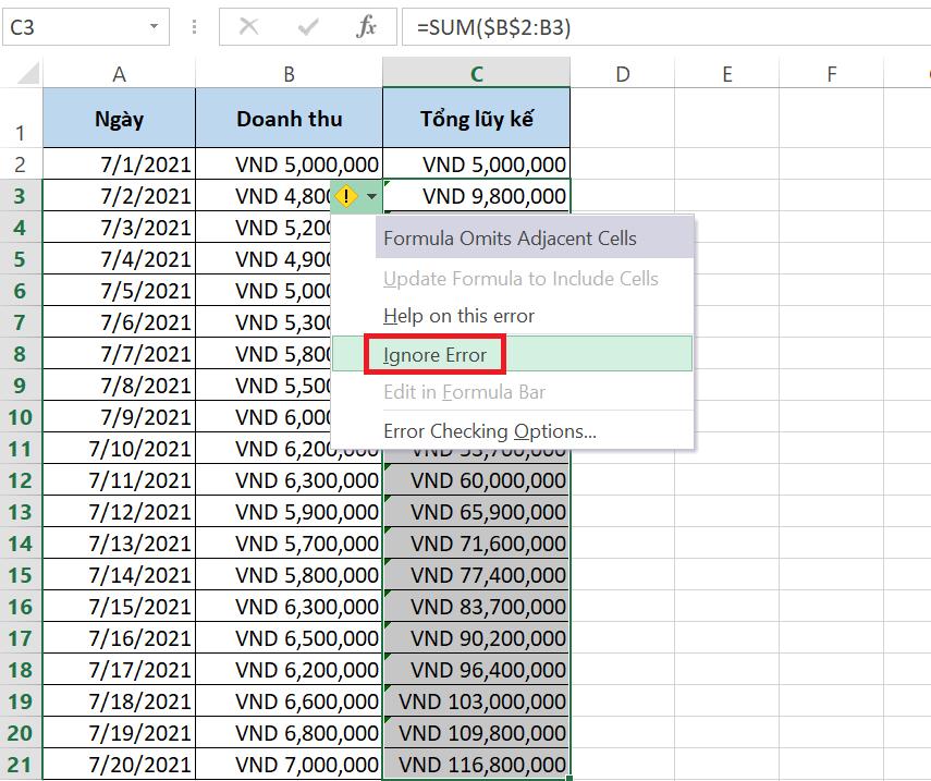 5 CÁCH TÍNH LŨY KẾ NHANH CHÓNG VÀ ĐƠN GIẢN TRÊN EXCEL