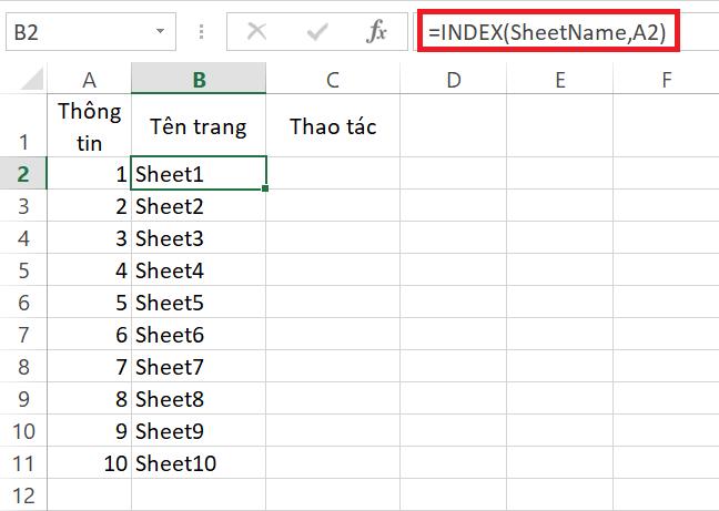 Hướng dẫn cách tạo mục lục trong Excel di chuyển giữa các trang tính