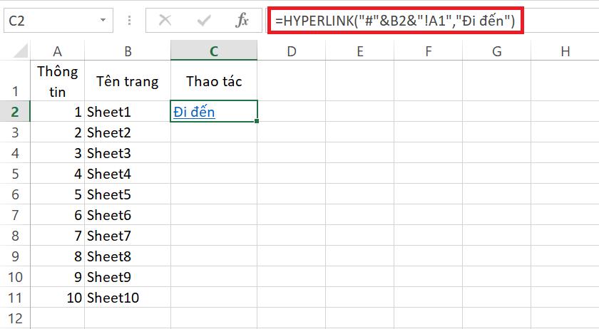 Hướng dẫn cách tạo mục lục trong Excel di chuyển giữa các trang tính
