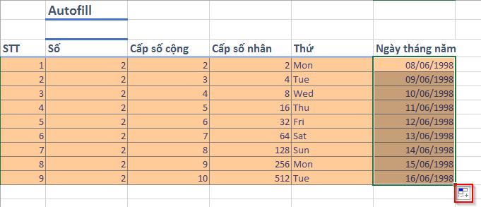 Hướng dẫn sử dụng AutoFill trên Excel trong đề thi MOS Excel 2010