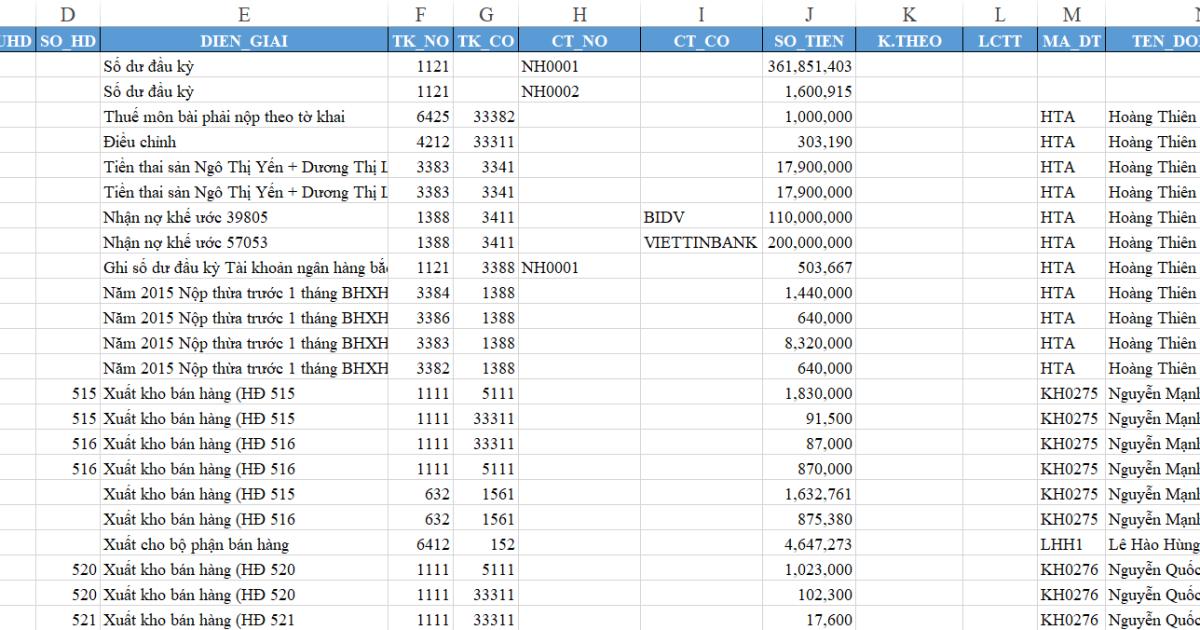 Hướng dẫn làm sổ tiền gửi ngân hàng chi tiết trên Excel