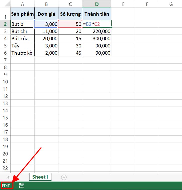 Hướng dẫn thao tác với các phím tắt hiện công thức trong Excel