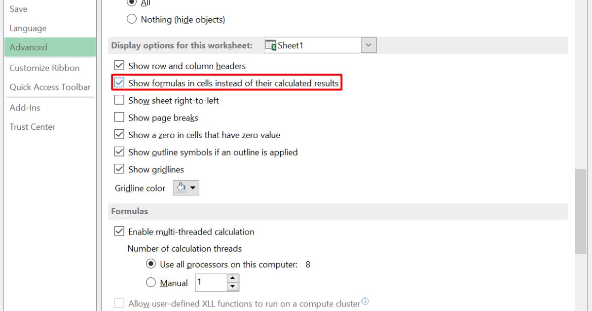 Hướng dẫn thao tác với các phím tắt hiện công thức trong Excel