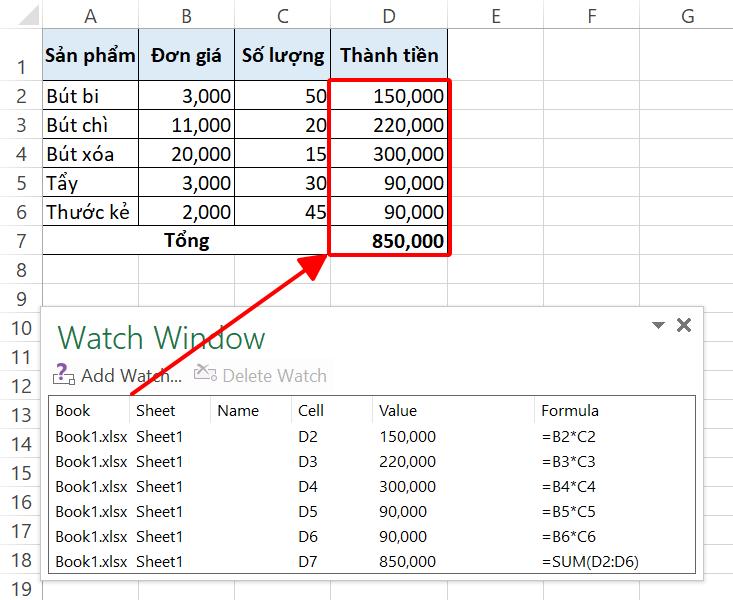 Cách sửa lỗi công thức trong Excel bằng nhóm công cụ Formula Auditing