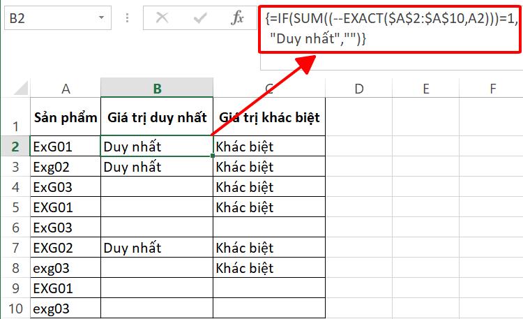 Cách tìm kiếm và lọc dữ liệu không trùng nhau trong Excel