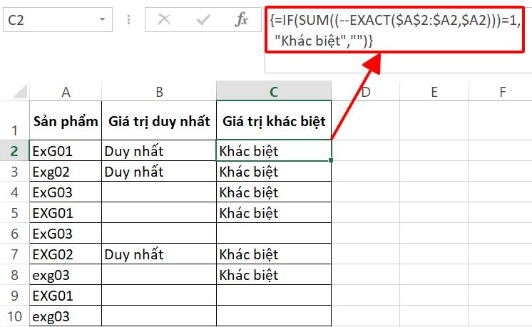 Cách tìm kiếm và lọc dữ liệu không trùng nhau trong Excel