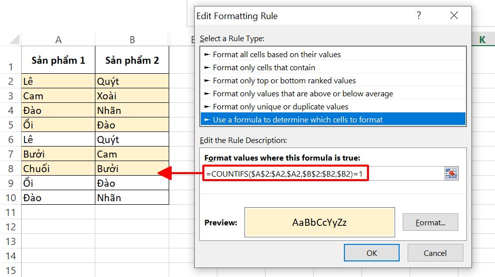 Cách tìm kiếm và lọc dữ liệu không trùng nhau trong Excel