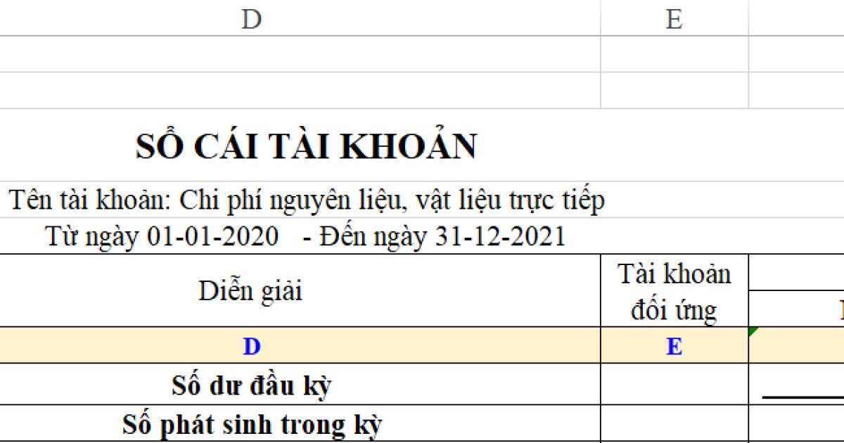 Hướng dẫn cách làm sổ cái trên Excel lấy dữ liệu từ Nhật ký chung