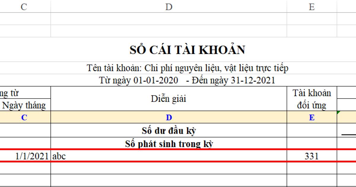 Hướng dẫn cách làm sổ cái trên Excel lấy dữ liệu từ Nhật ký chung