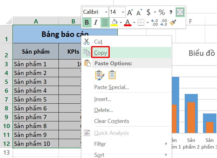 Copy bảng Excel sang Word bằng chức năng Copy Paste 2