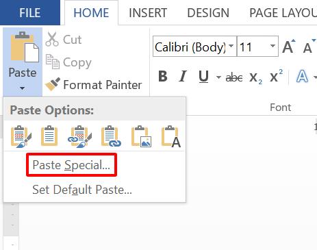 Tính năng Paste Special trong Word