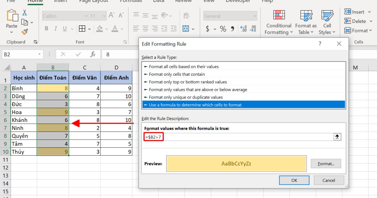 Hướng dẫn cách copy định dạng có điều kiện trong Excel đơn giản nhất