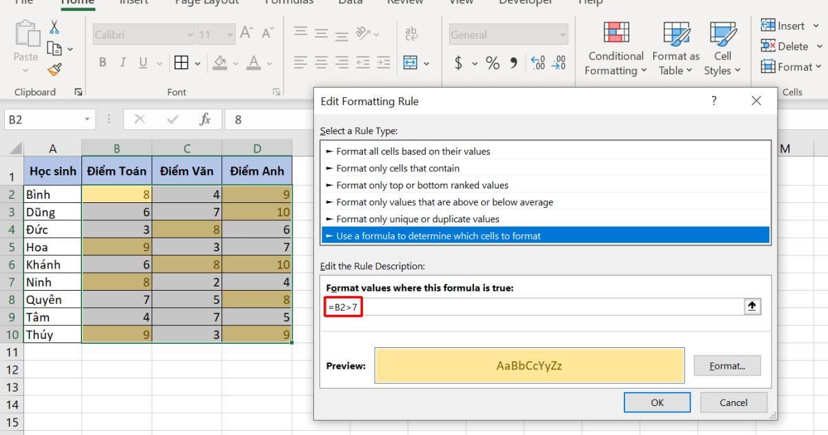 Hướng dẫn cách copy định dạng có điều kiện trong Excel đơn giản nhất