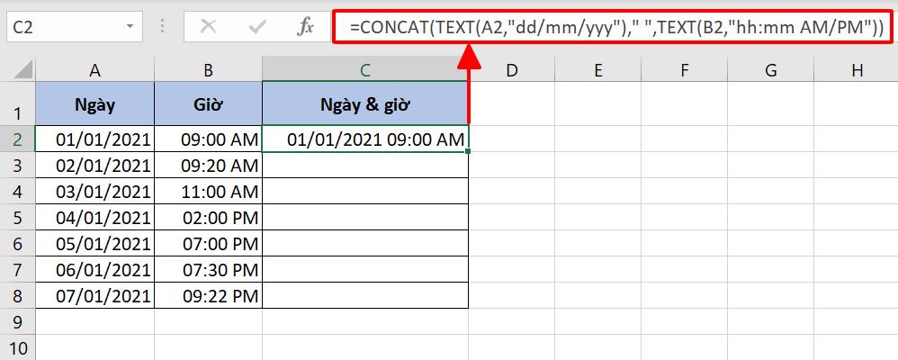 Hướng dẫn cách kết hợp ngày và giờ trong Excel đơn giản nhất