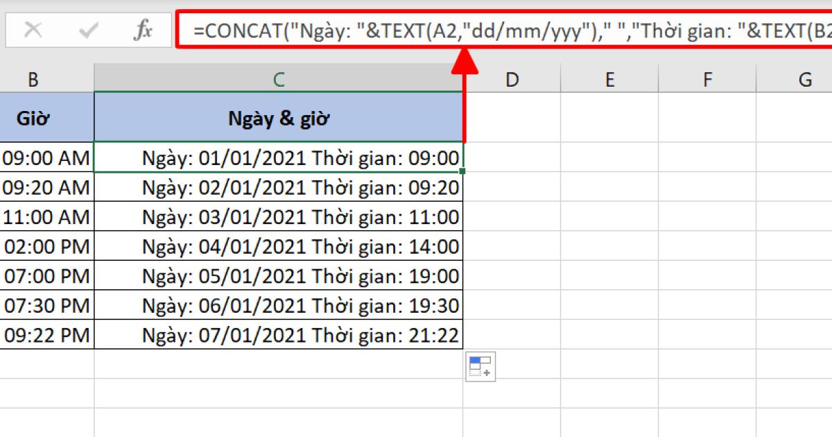Hướng dẫn cách kết hợp ngày và giờ trong Excel đơn giản nhất