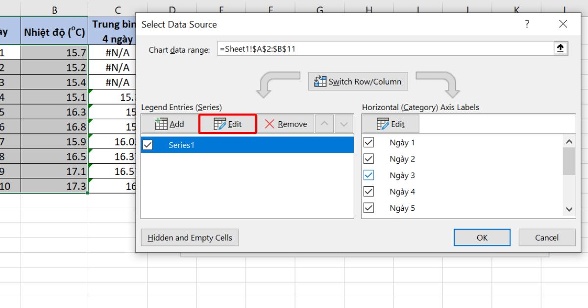 Hướng dẫn cách tính đường trung bình động trong Excel đơn giản
