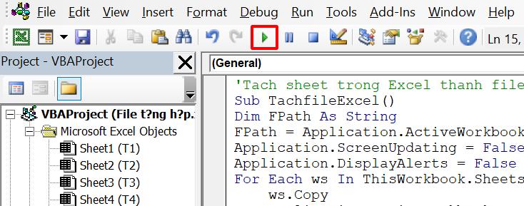 Hướng dẫn cách tách sheet trong Excel thành các file riêng bằng VBA