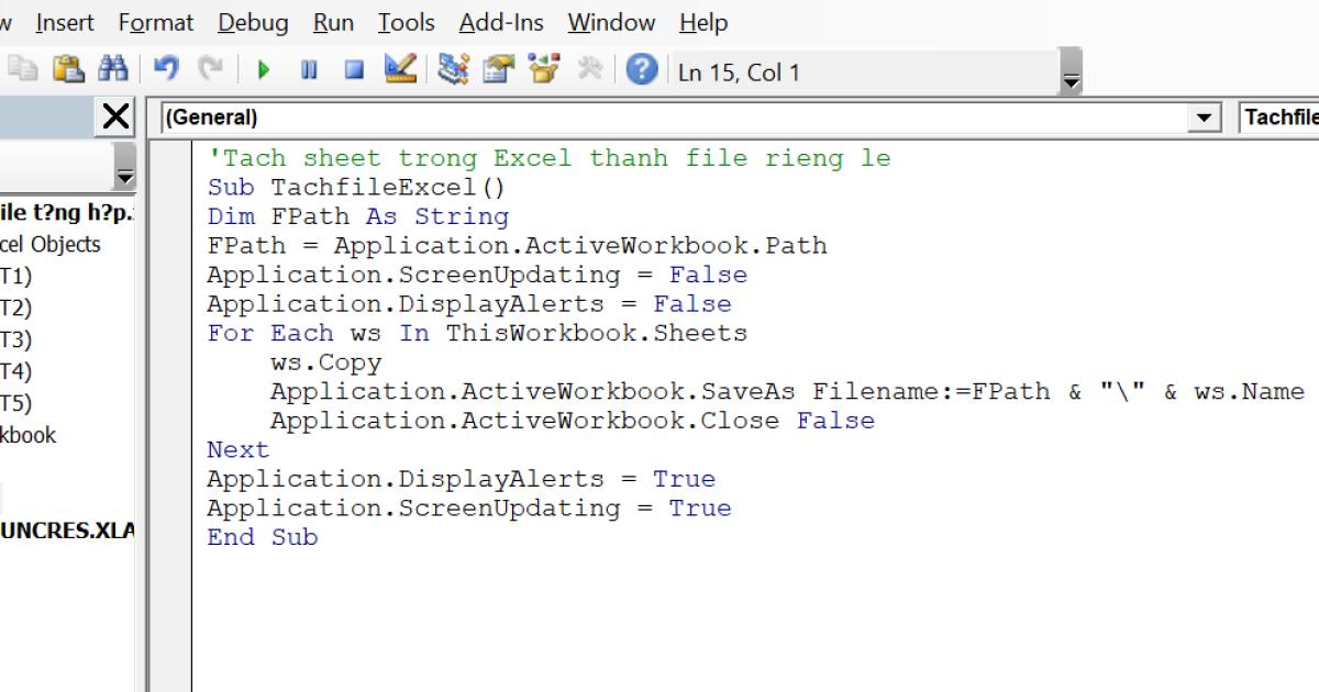 Hướng dẫn cách tách sheet trong Excel thành các file riêng bằng VBA