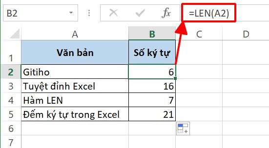 hàm đếm ký tự trong ô