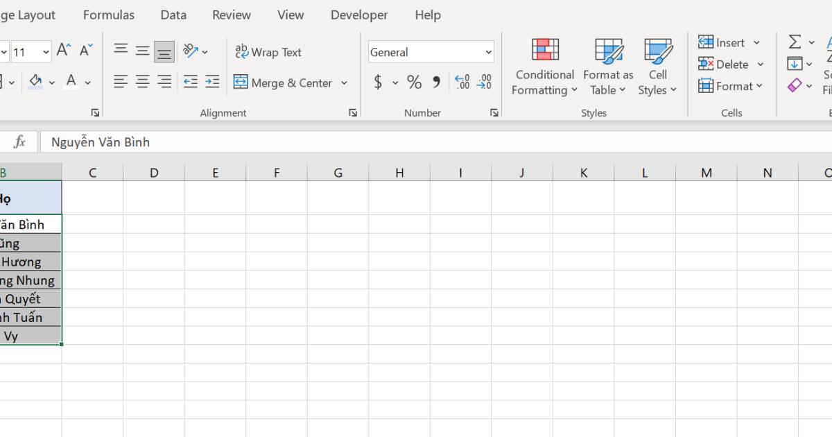 Hướng dẫn cách tách họ, tên và tên đệm trong Excel