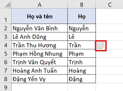Hướng dẫn cách tách họ, tên và tên đệm trong Excel