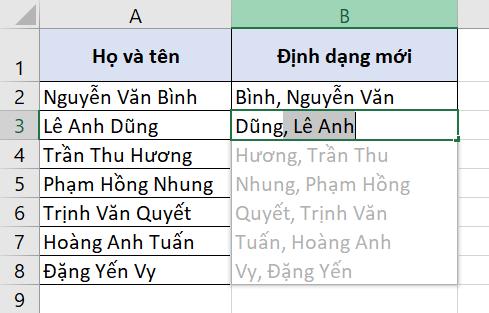 Hướng dẫn cách tách họ, tên và tên đệm trong Excel