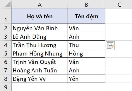Hướng dẫn cách tách họ, tên và tên đệm trong Excel