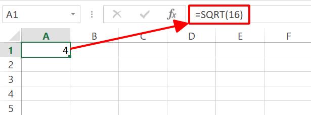 Ví dụ về cách tính căn bậc 2 bằng hàm SQRT
