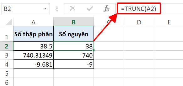 hàm lấy phần nguyên trong excel