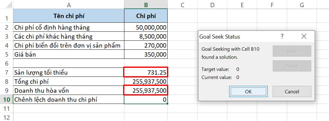 Hướng dẫn cách tính điểm hòa vốn bằng Excel chuẩn xác từng chữ số