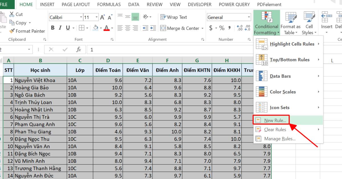 Hướng dẫn cách tô màu xen kẽ trong Excel 2