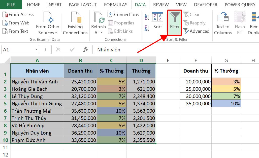 Cách xóa dòng trong Excel dựa theo màu sắc