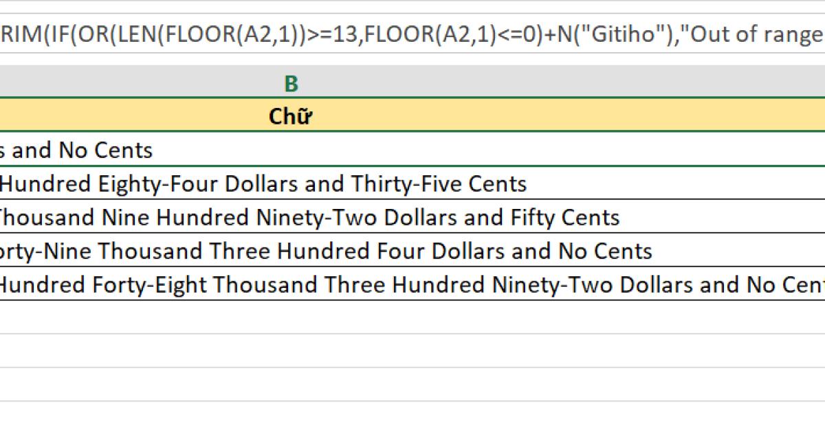 Hướng dẫn đổi số thành chữ trên Excel chỉ trong một nốt nhạc