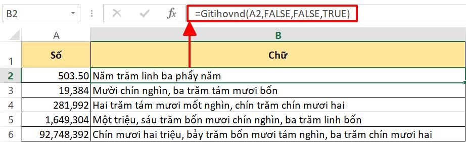 Hướng dẫn đổi số thành chữ trên Excel chỉ trong một nốt nhạc