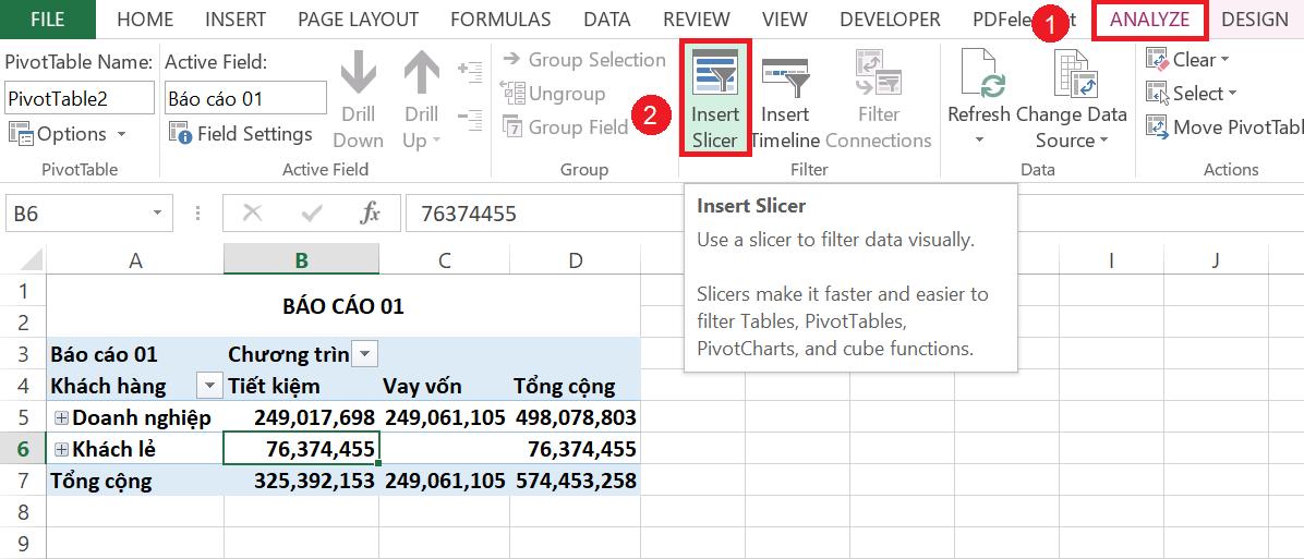 Giới thiệu tính năng Slicer trong Excel để lọc đồng thời các báo cáo Pivot Table