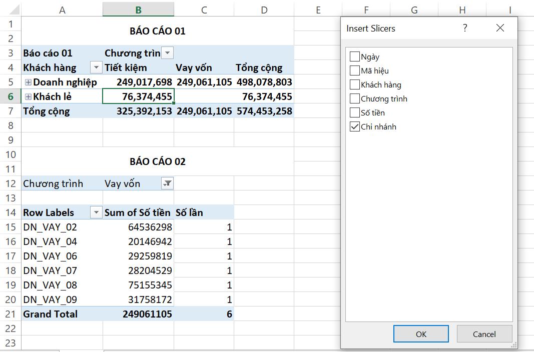 Giới thiệu tính năng Slicer trong Excel để lọc đồng thời các báo cáo Pivot Table
