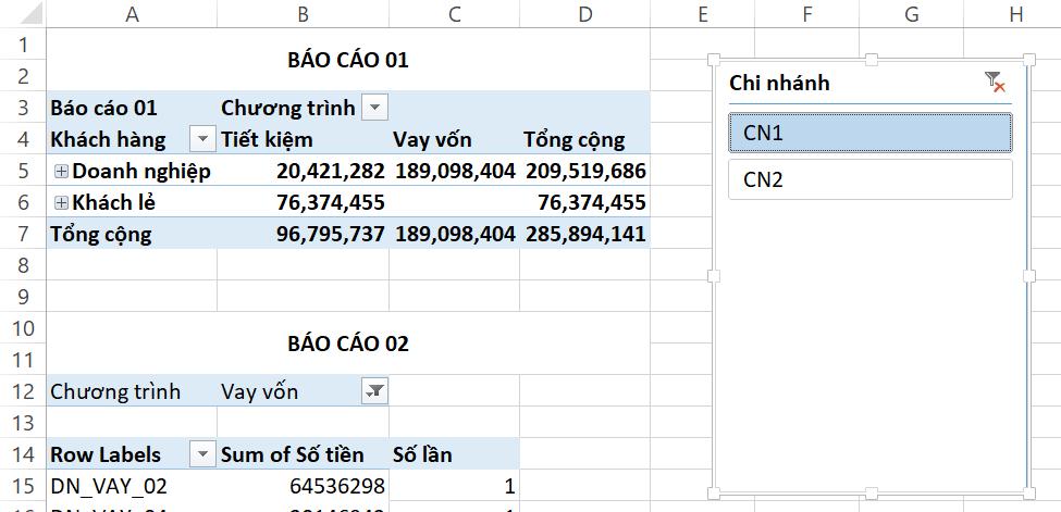 Giới thiệu tính năng Slicer trong Excel để lọc đồng thời các báo cáo Pivot Table