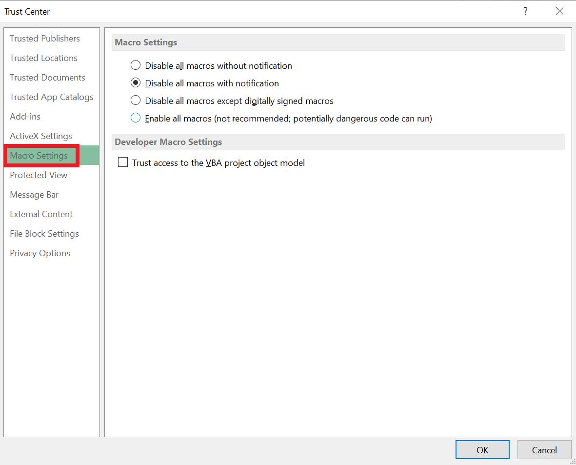 Hướng dẫn thiết lập phân quyền cho phép bật macro trong Excel