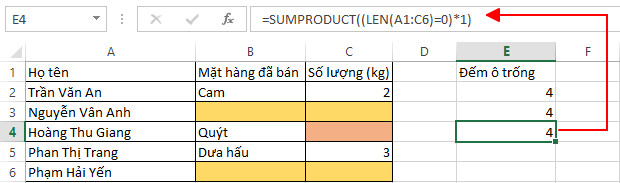 tính số ô có tổng kí tự bằng 0