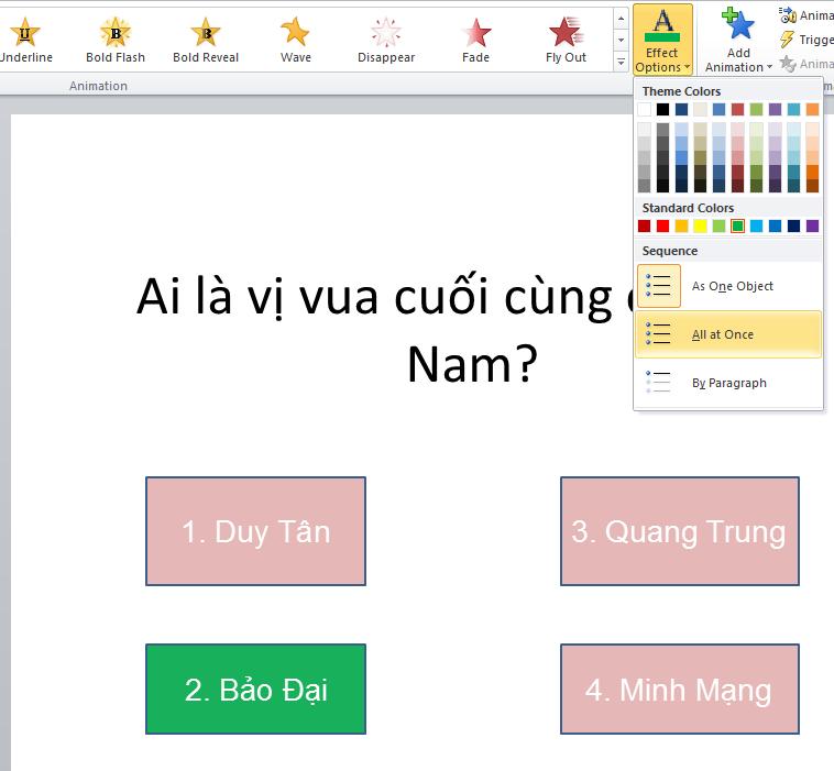 Cách tạo các trò chơi đơn giản trong bài giảng Powerpoint