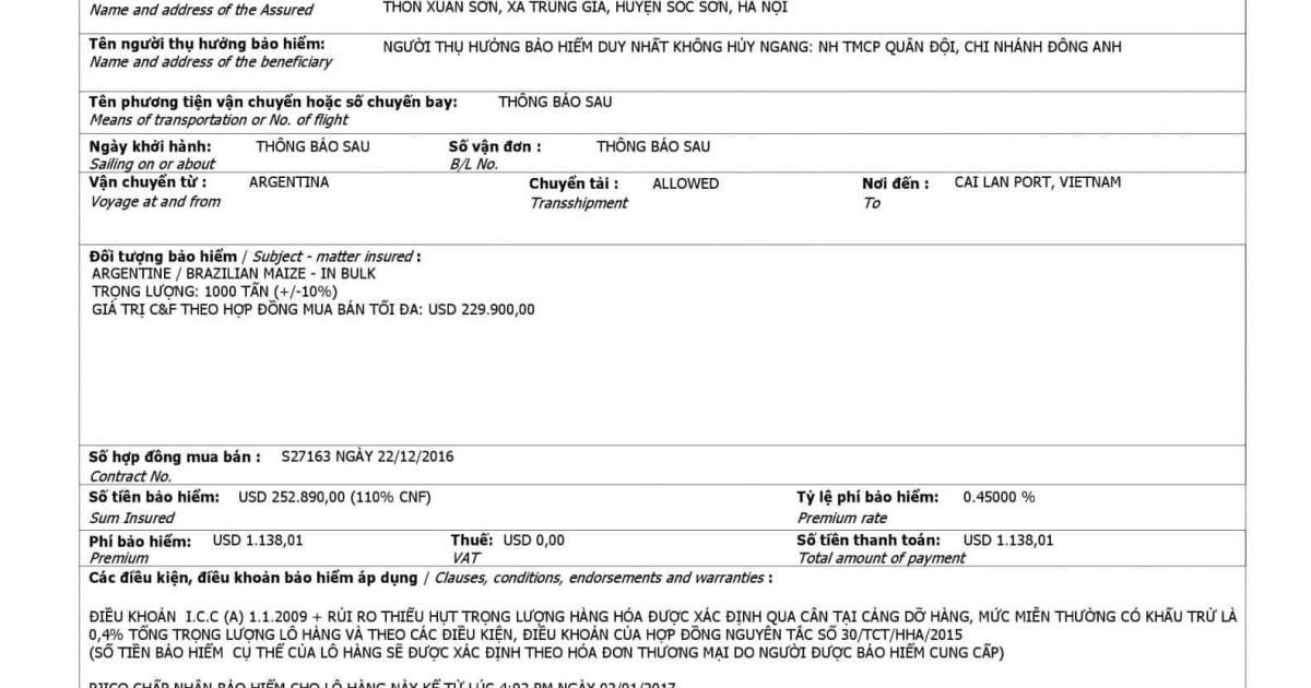 Phân loại các chứng từ bảo hiểm cho hàng hóa xuất nhập khẩu