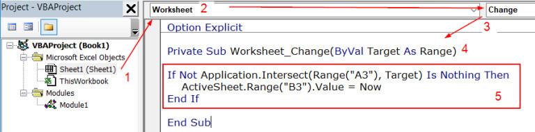 Cách tự động ghi nhận thời gian nhập dữ liệu bằng VBA