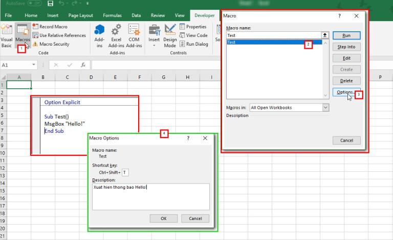 Hướng dẫn cách đặt phím tắt Hotkey cho Macro trong Excel